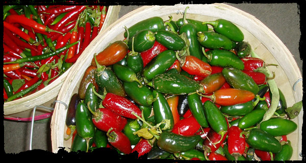 Fresh peppers available at the Farmer's Market